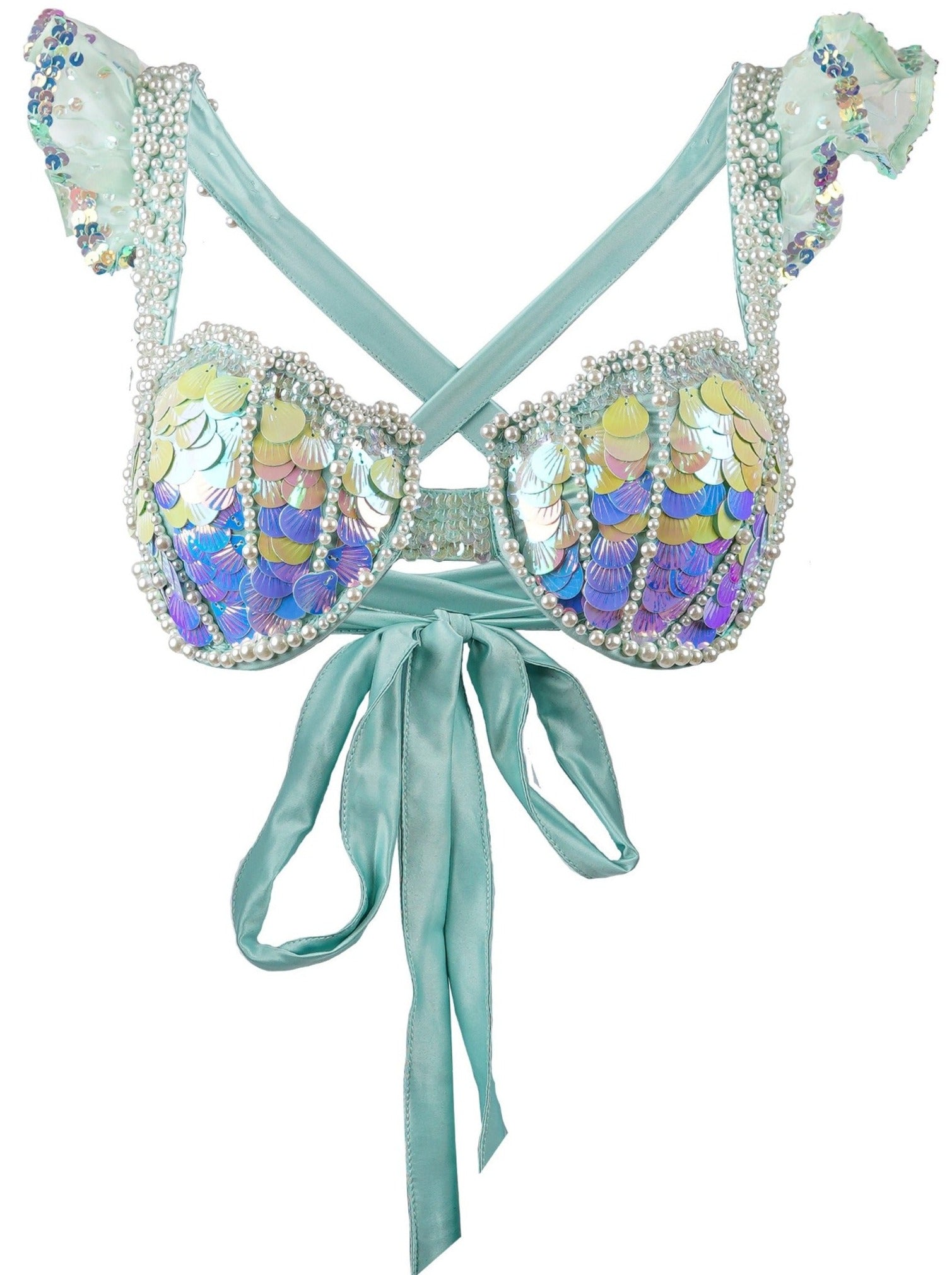 Original Handmade Mermaid Bra Sequin Pearl Shell Bikini Set