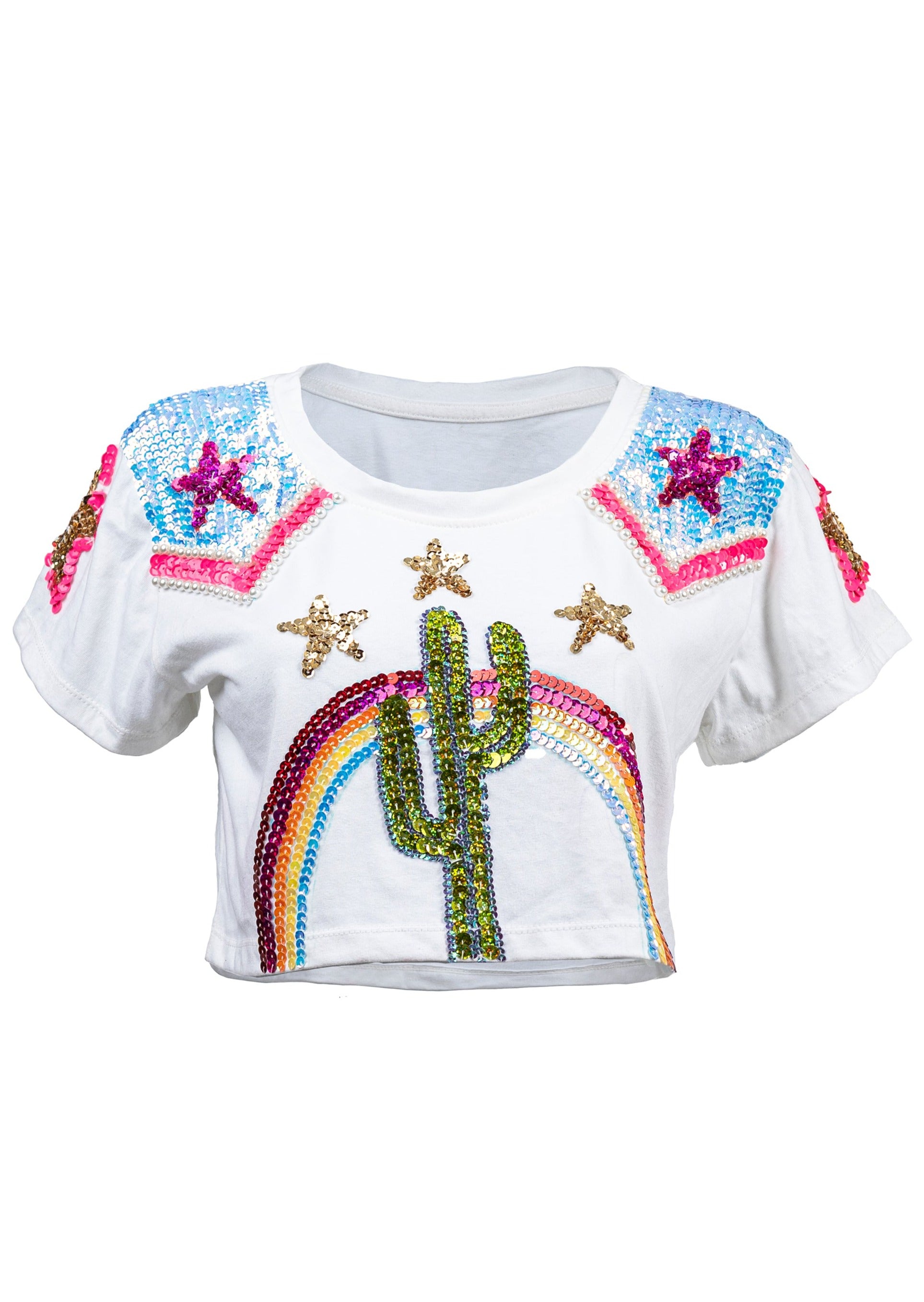 Rainbow Rodeo Crop Top (White) – Jackalope Land