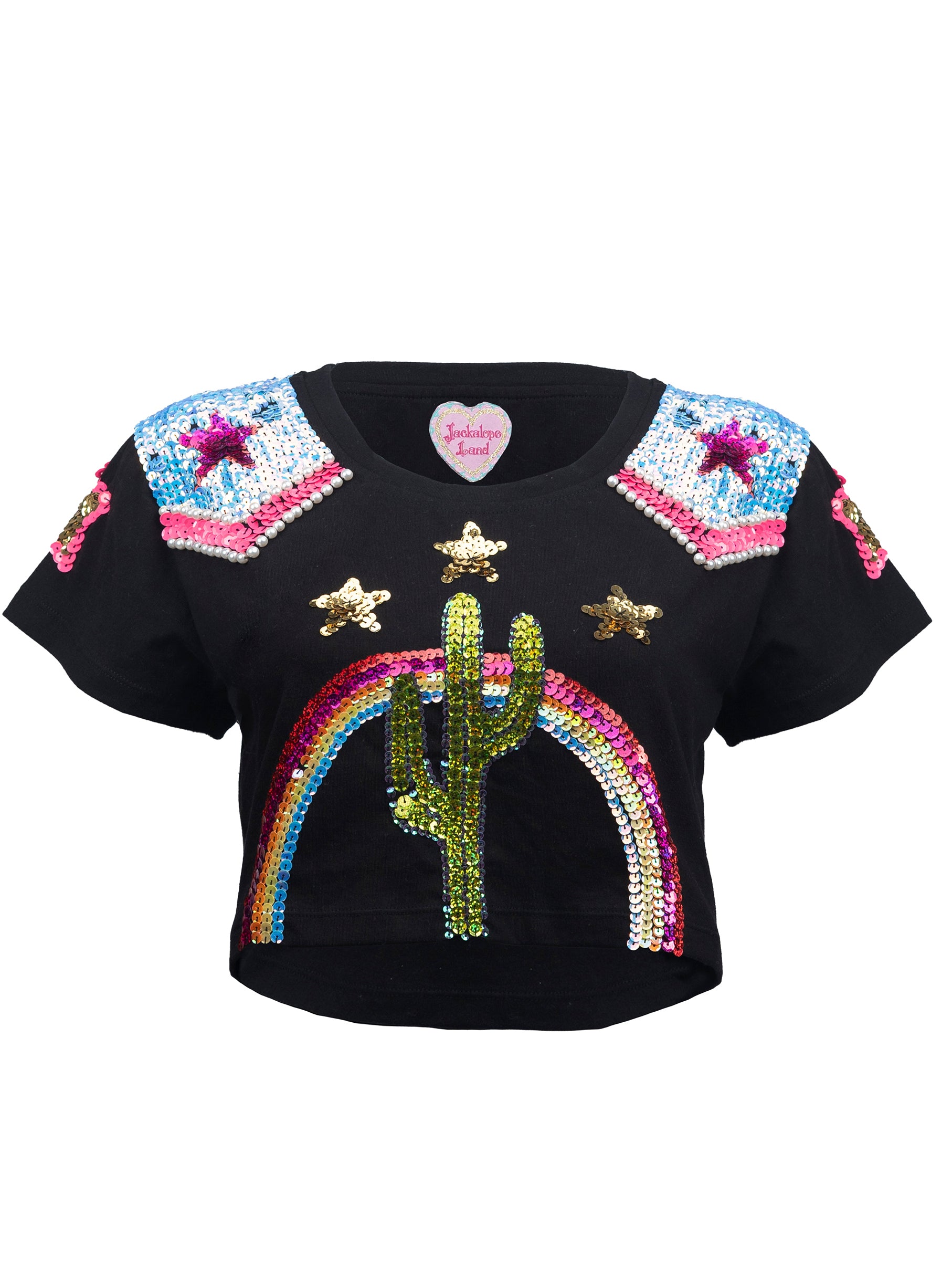 Rainbow Rodeo Crop Top (Black) – Jackalope Land