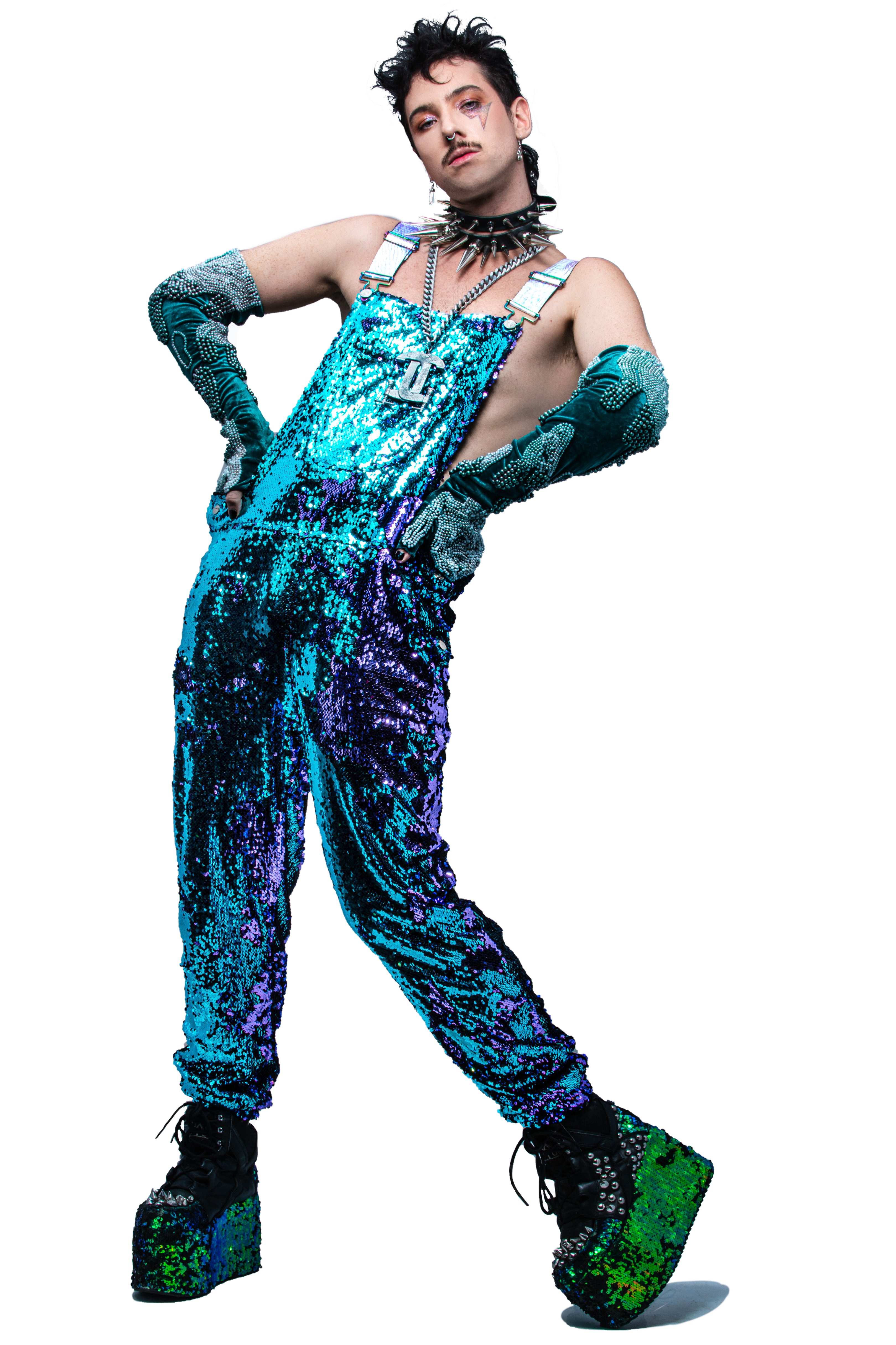 Mermaid Mystic Men's Jogger Sequin Overalls